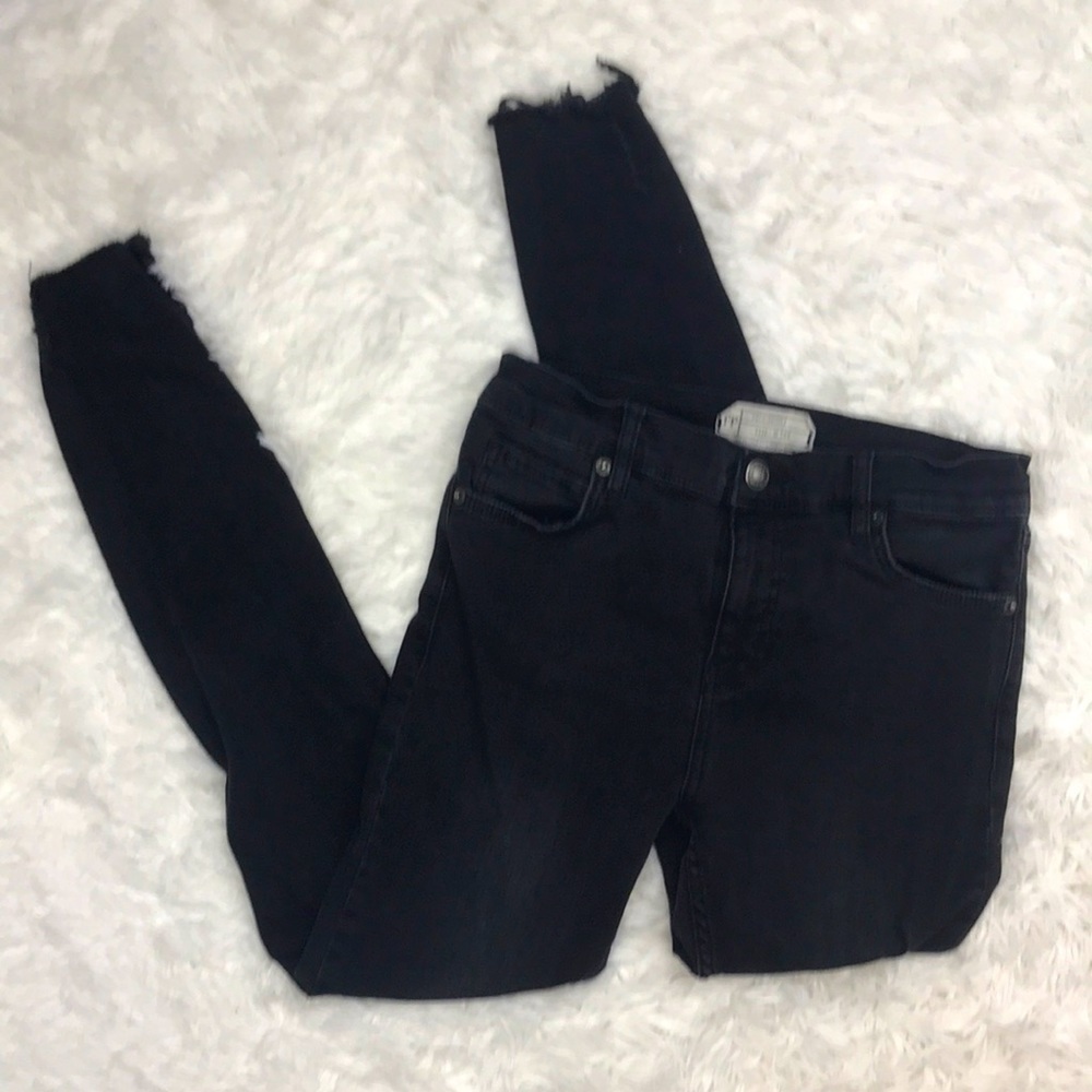 Free People Black Frayed Denim